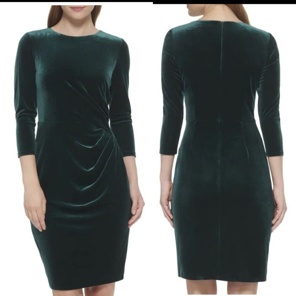 Eliza J Velvet Bodycon Green Mini Dress